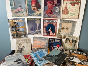 lot 22 image: Vintage Sheet Music Collection with Great Songs & Artwork