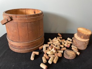 lot 336 image: Colonial Bucket with Corks and Wood Slices