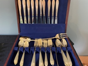 lot 68 image: Gold Tone Stainless Flatware