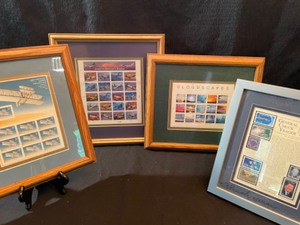 lot 221 image: Four Stamp Collection Framed Collections with One Signed By Gen Chuck Yeager