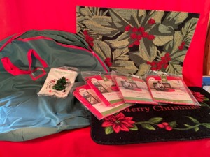 lot 282 image: Holiday Storage for Wreaths Plus Some Holiday Rugs