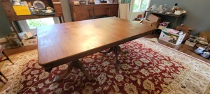 lot 37 image: Berkey & Gay Dining Room Table with Additional Leaves in Cabinet & Protective Covers