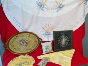 lot 374 image: Handwork Items--Needlepoint, Hardanger, Embroidery