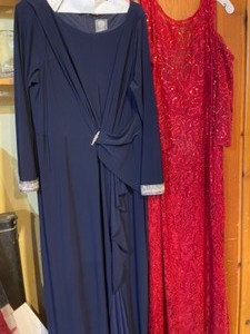 lot 328A image: Evening Gowns--Vince Camuto Blue 16W & Red Marina 16