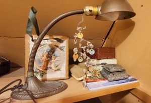 lot 447 image: Victorian Holiday Collection With Lamp & Decorations