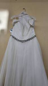 lot 25 image: Davids Bridel (Used) Size 16 F Wedding DressCrinoline Slip included