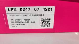 lot 38 image: ladies Heeled Boots (Shandee-E,Black Snake (New)
