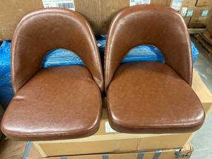 2 Cast Vinyl Counter Height Swivel Chairs - Brown