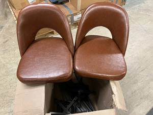 2 Cast Vinyl Counter Height Swivel Chairs - Brown