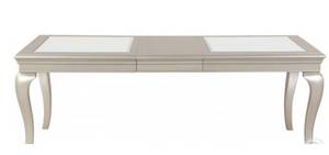 Silver Dining Table with Glass Panel Inserts