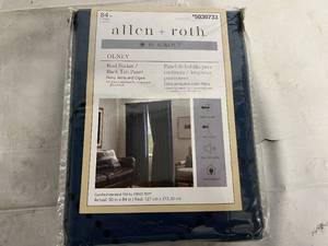 Allen and Roth 84 Blackout Curtains - Navy Jacquard