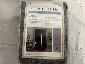 Allen and Roth 84  Blackout Curtains - Navy Jacobean