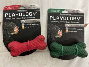 2 Packs of Playology Dual Layer Scented Dog Bones - Medium Breed