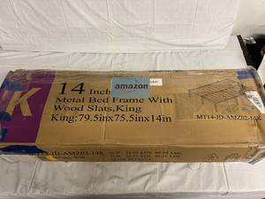 14 Metal Bed Frame with Wood Slats - King
