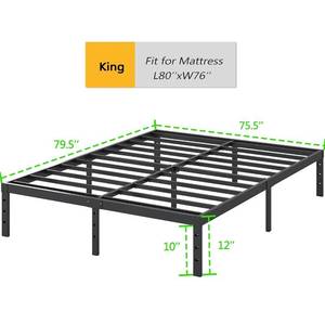 12 Metal Platform Bed Frame - King