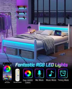 Collared Eagle Queen Size Bed Frame with RBG Lights