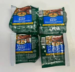 L. 4x 8.3oz  Ecrich Smok-y Beef Breakfast Sausage Links
