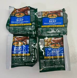 L. 4x 8.3oz  Ecrich Smok-y Beef Breakfast Sausage Links