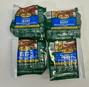 L. 4x 8.3oz  Ecrich Smok-y Beef Breakfast Sausage Links