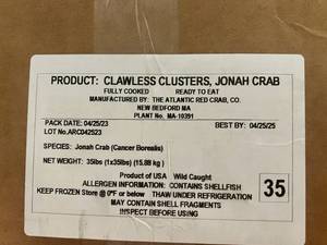 G. 35lbs Jonah Crab Clawless Clusters