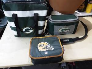 lot 11 image: 3 Green Bay Packers Soft Sided Coolers