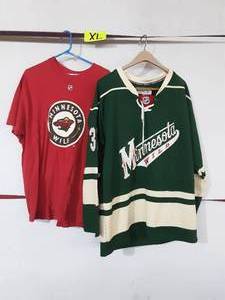 lot 37 image: MN Wild Jersey and T-shirt Backstrom #32 Size XL