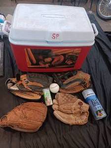 lot 60 image: Baseball Gloves and Cooler
