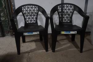 lot 20 image: Pair of Black Patio Chairs