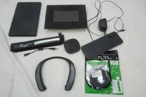 lot 121 image: Samsung Wireless Charger, Mophie Charger, Doltish Bluetooth , HP Street Scanner and Ethernet Cord, Picture Frame (working condition unknown)