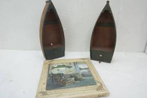 lot 170 image: Decor Wood Boats, Fish picture on Canvas