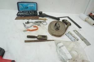 lot 289 image: Strap, door hinge, lock mechanism, scraper, Biston Groove Cleaner, and more