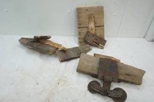 lot 315 image: Vintage Hinges on boards of wood