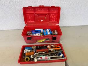 lot 179 image: Tool Box Full of Plumbing Supplies