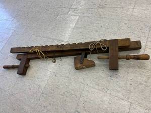 lot 18 image: Antique Wood Clamps 42 Long