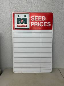 lot 24 image: Midland Seed Prices Metal Sign 24 x 36
