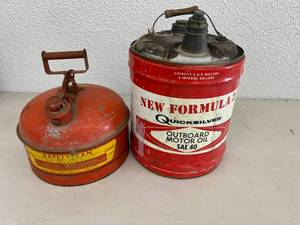 lot 254 image: Vintage Outboard Oil Can & Gas Can