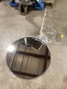 GLSLAND 24 in. W x 24 in. H Round Metal Framed Wall Bathroom Vanity Mirror Black Customer Returns See Pictures