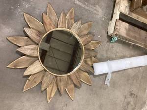 Home Decorators Collection Medium Sunburst Brown Antiqued Art Deco Accent Mirror (34 in. Diameter) Customer Returns See Pictures