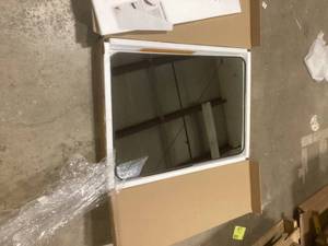 XRAMFY 24 in. W x 36 in. H Rectangular Aluminum Alloy Framed Rounded Black Wall Mirror Customer Returns See Pictures