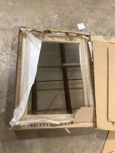 Glacier Bay Huckleberry 24 in. W x 32 in. H Rectangular Framed Wall Mount Bathroom Vanity Mirror in Weathered Tan Customer Returns See Pictures