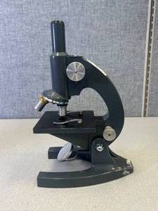 lot 5 image: 1940s Bausch & Lomb Optical Co. Rochester, NY, USA. Microscope, 10x, 43x (Used but in good working condition)