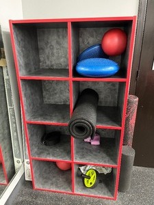 lot 102 image: 8-hole cubby storage unit. Contents not included. Measures 32 W X 18 D X 60 H