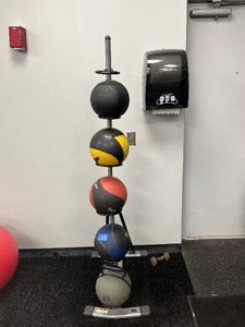 lot 64 image: Med Ball Storage Tree Rack (med balls included)