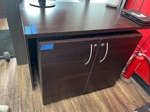 lot 94A image: Desk and 2-door cabinet with locks (no key)