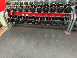 lot 69 image: Dumbbell Storage Rack. Dumbbells not included. Measures 89 W X 24 D X 30 H.