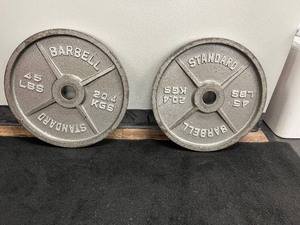 lot 84 image: (2) Barbell Standard Weight Plates 45 LBS