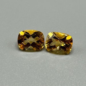 lot 7 image: 4.10 Carat Citrine Faceted Rectangular Cushion Cut - Set of 2 Loose Stones