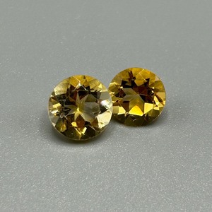 lot 15 image: 4.52 Carat Citrine Faceted Round Cut - Set of 2 Loose Stones