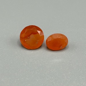 lot 18 image: 3 Carat Fire Opal Faceted Oval & Round Cut - Set of 2 Loose Stones