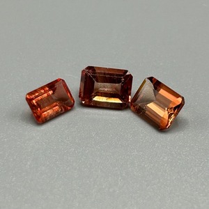 lot 30A image: 3.55 Carat Red Labradorite Faceted Rectangular Emerald Cut - Set of 3 Loose Stones